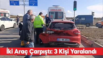 Hafif ticari araç ile otomobilin çarpıştığı kazada 3 kişi yaralandı.