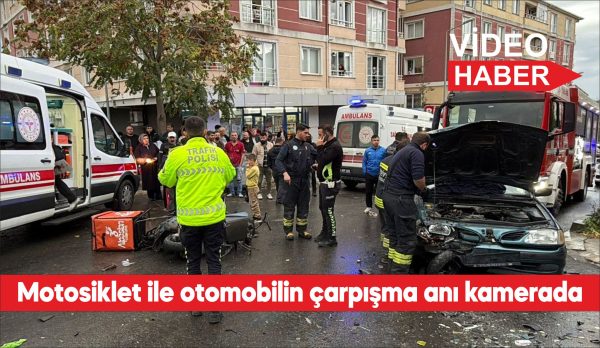Tekirdağ'da motosikletle otomobilin çarpıştığı kaza kamerada
