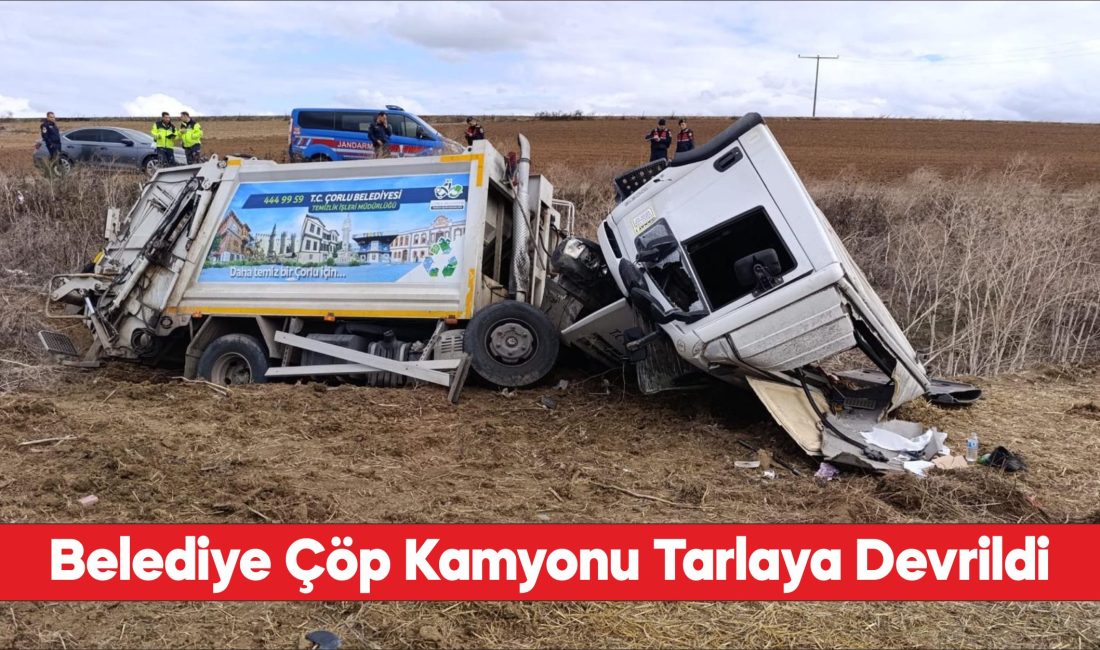 Tekirdağ'da devrilen çöp kamyonundaki 3 işçi yaralandı