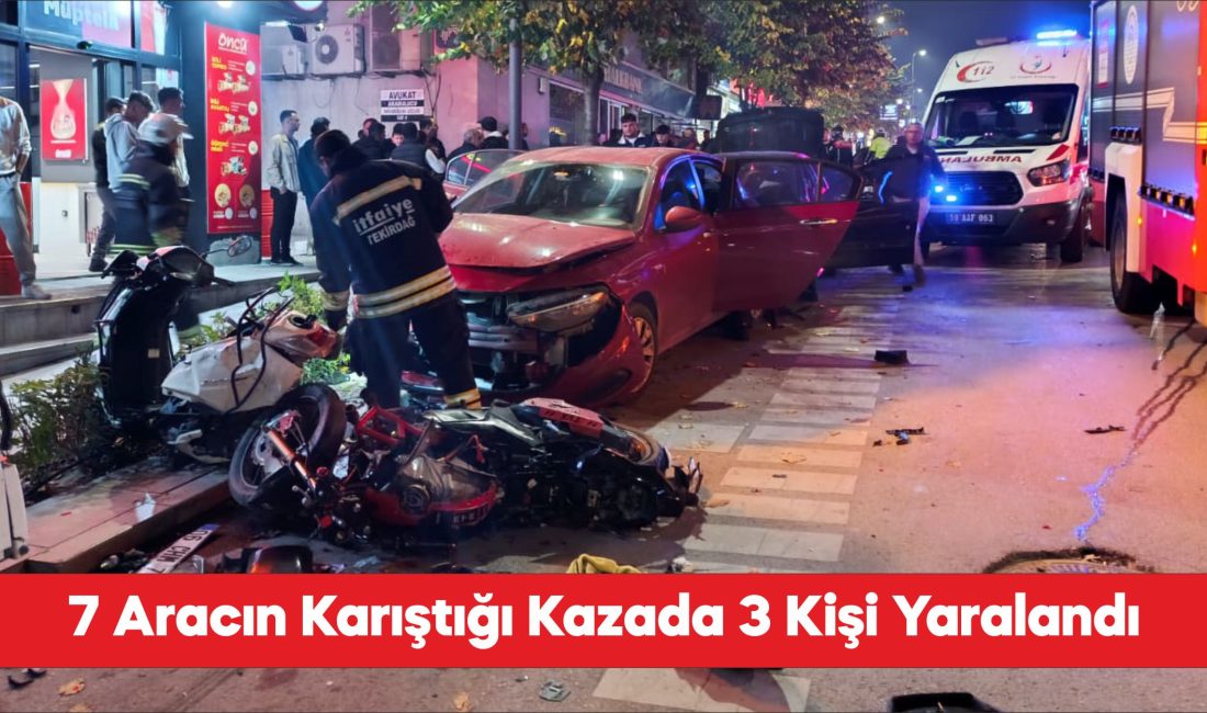 Tekirdağ'da zincirleme trafik kazasında 3 kişi yaralandı
