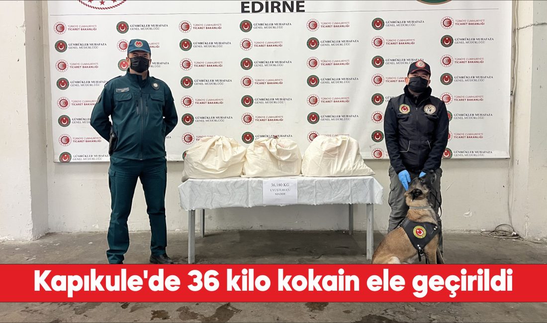 Kapıkule'de bir kamyonette 36 kilo 180 gram kokain ele geçirildi