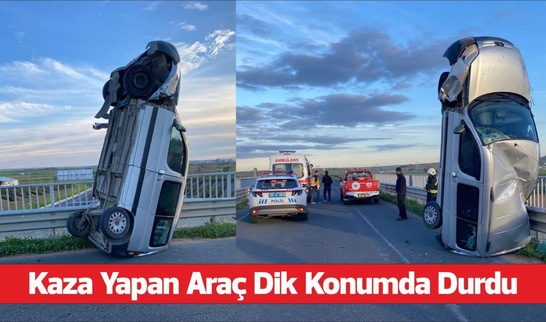 Tekirdağ’ın Muratlı ilçesinde, bariyere çarpan hafif ticari araçtaki 2 kişi