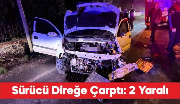 Kırklareli'nde aydınlatma direğine çarpan otomobildeki 2 kişi yaralandı
