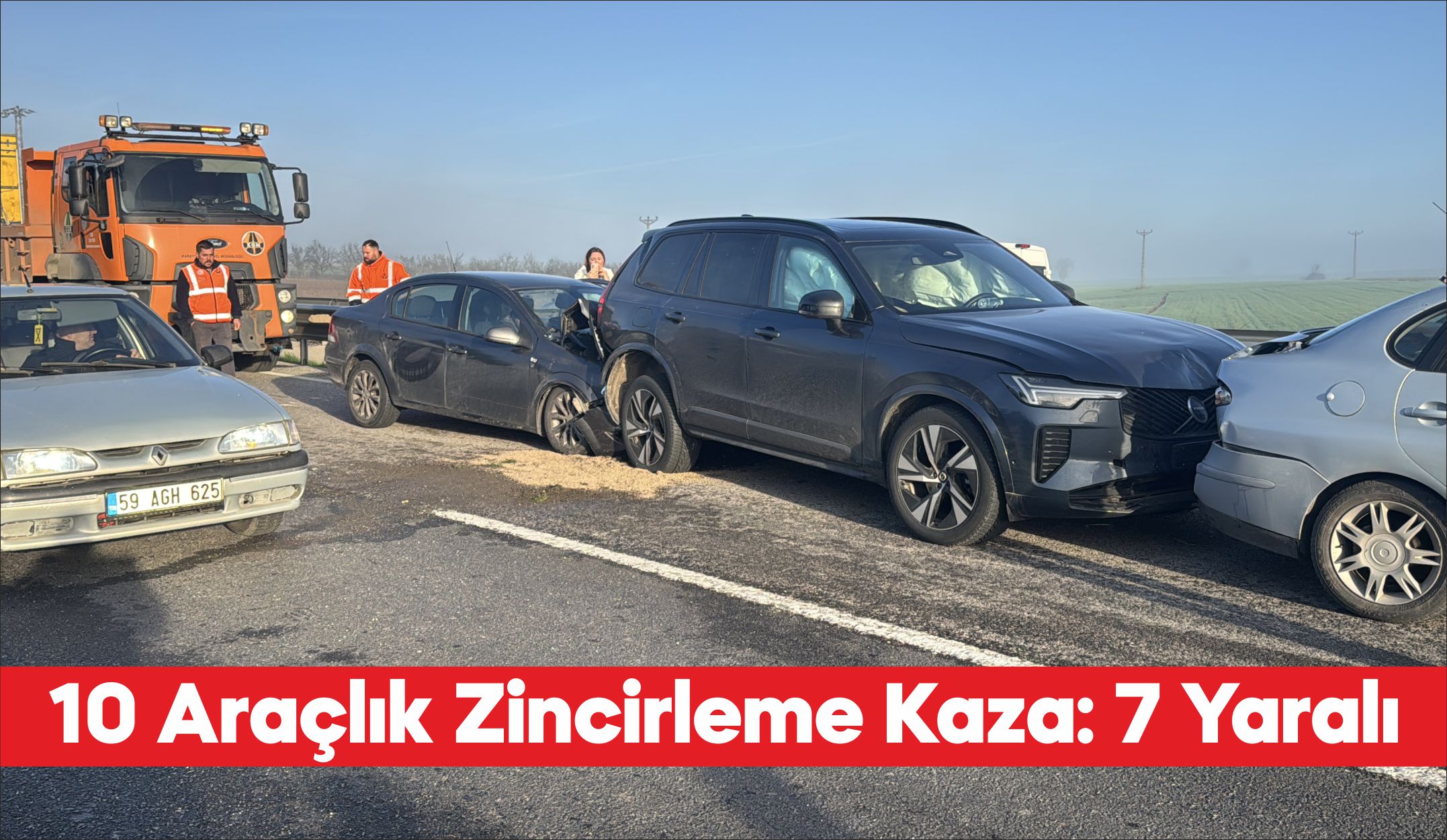 Edirne’de 10 aracın karıştığı zincirleme trafik kazasında 7 kişi yaralandı.