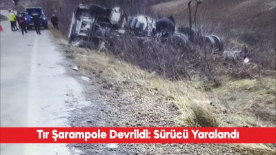 Kırklareli’nde şarampole devrilen tırın sürücüsü yaralandı. E.Y. idaresindeki 34 VP