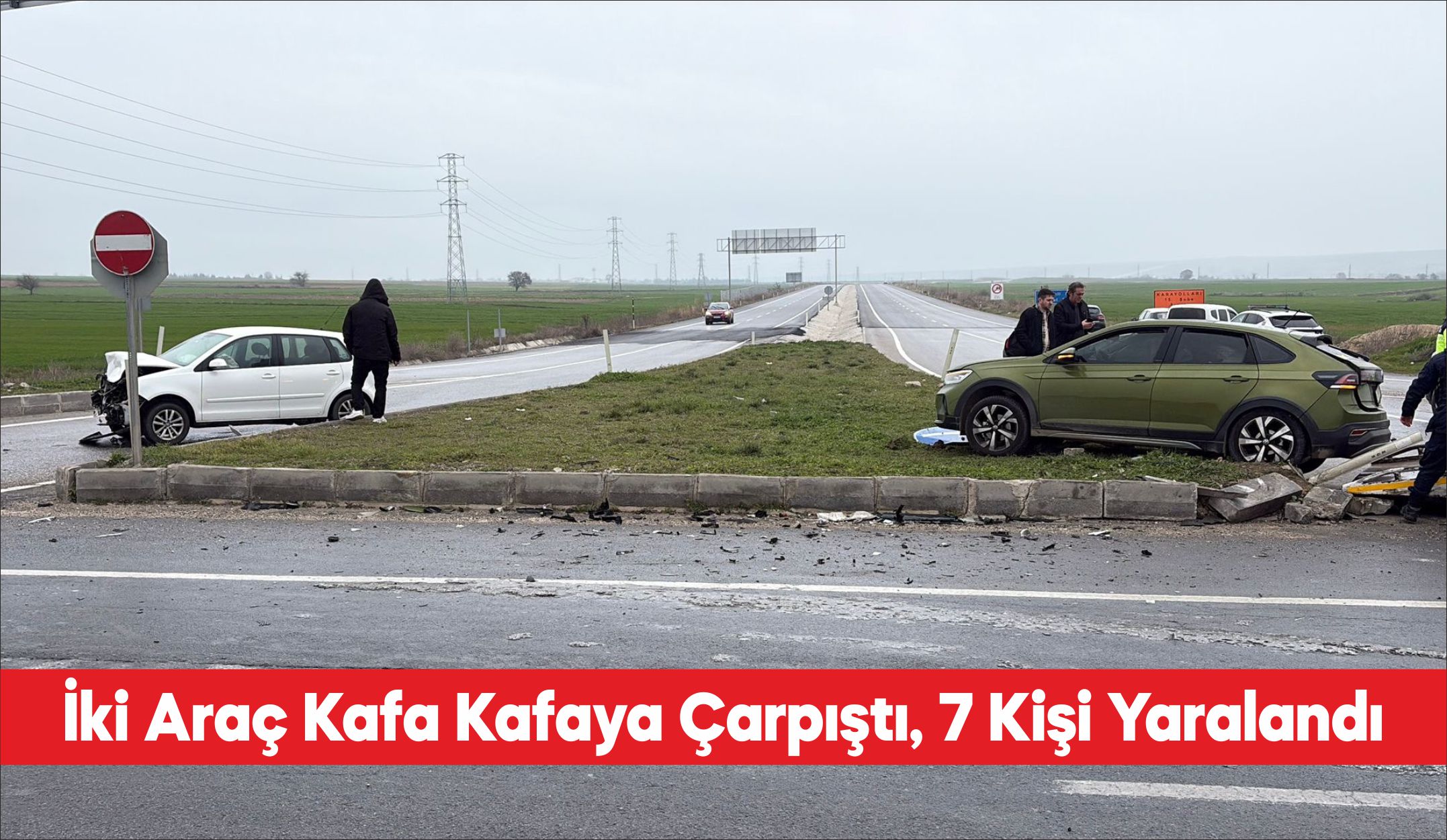 Edirne’de iki otomobilin çarpışması sonucu 7 kişi yaralandı. H.S. yönetimindeki