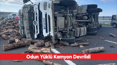 Çanakkale’nin Gelibolu ilçesi otobanda meydana gelen trafik kazasında odun yüklü