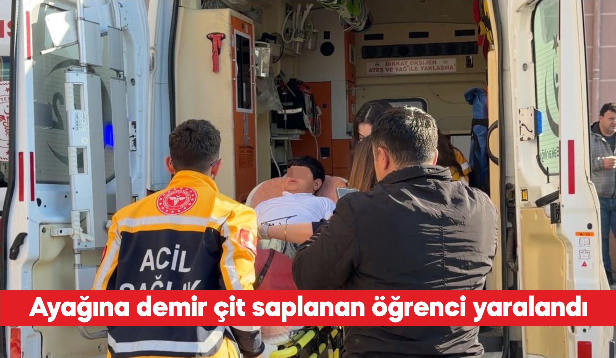 Tekirdağ’ın Ergene ilçesinde okulda ayağına demir çit saplanan öğrenci hastaneye