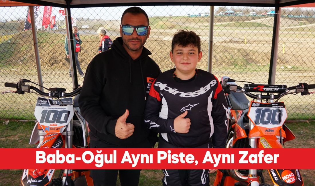 Milli motosikletçi Şakir Şenkalaycı’nın 12 yaşındaki oğlu Berat Şenkalaycı, kazandığı