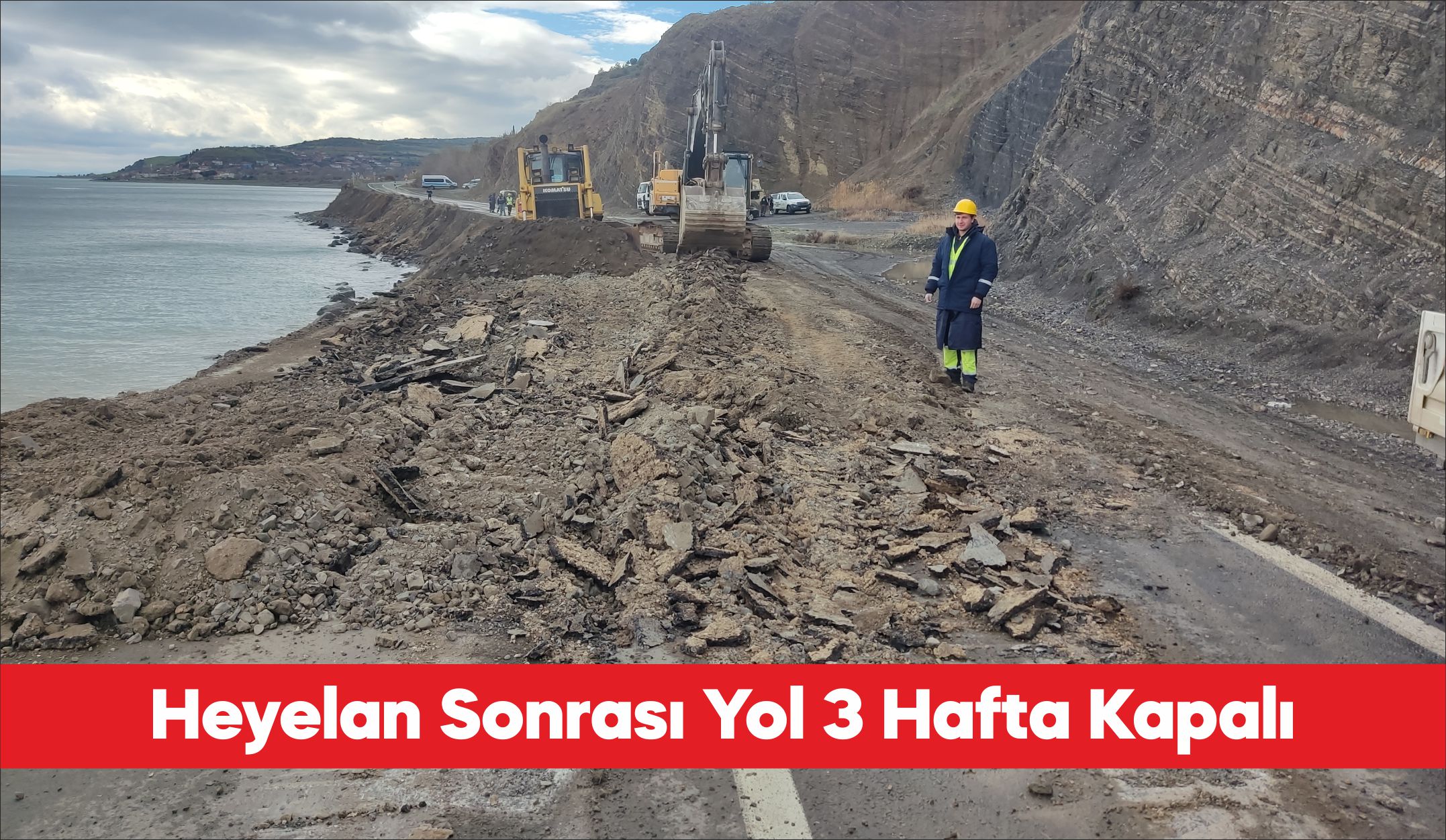 Tekirdağ’ın Şarköy ilçesinde meydana gelen heyelan nedeniyle Gaziköy-Uçmakdere yolu ulaşıma