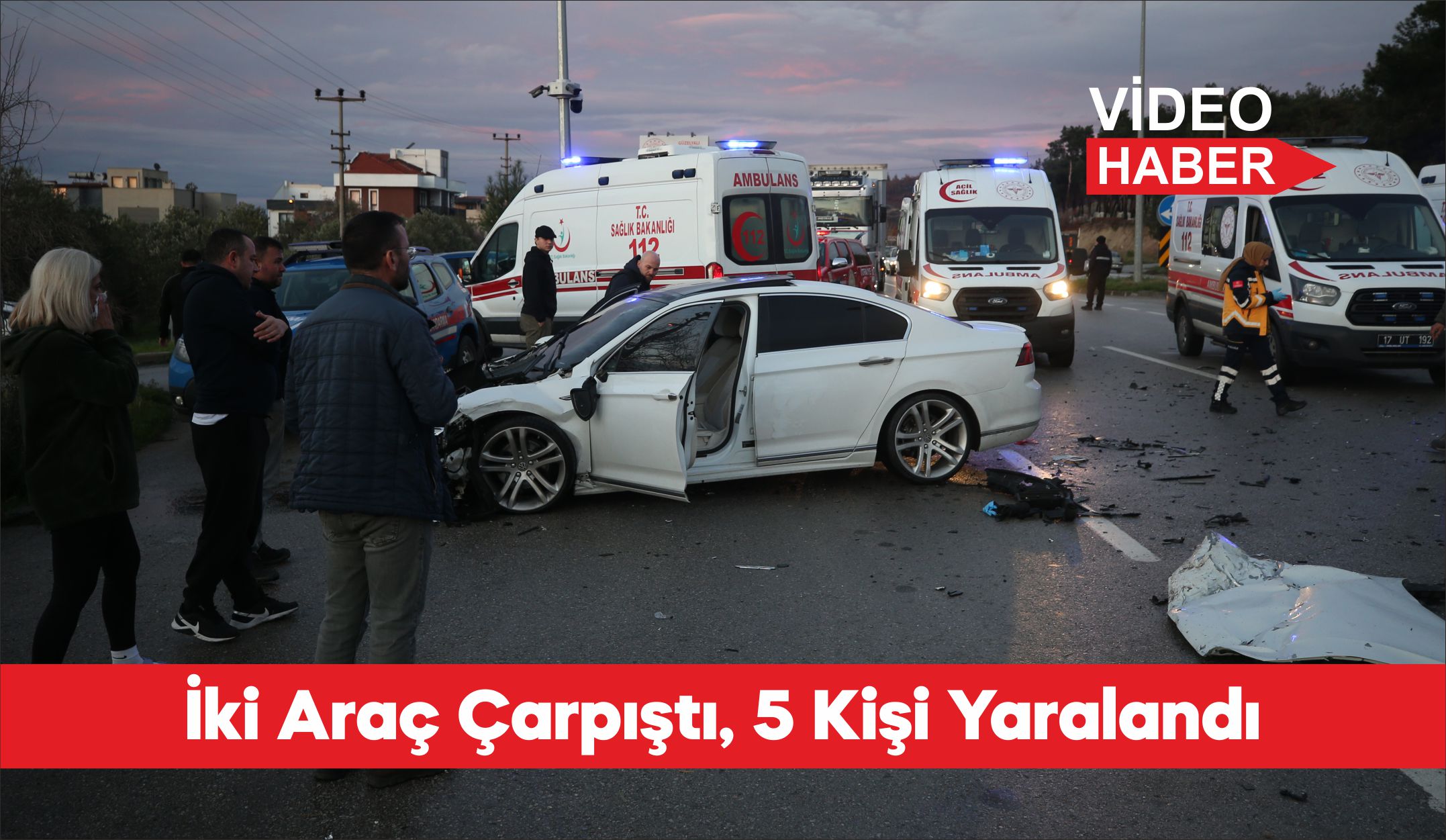 Çanakkale’de iki otomobilin çarpışması sonucu 5 kişi yaralandı. H.İ.Ö. yönetimindeki