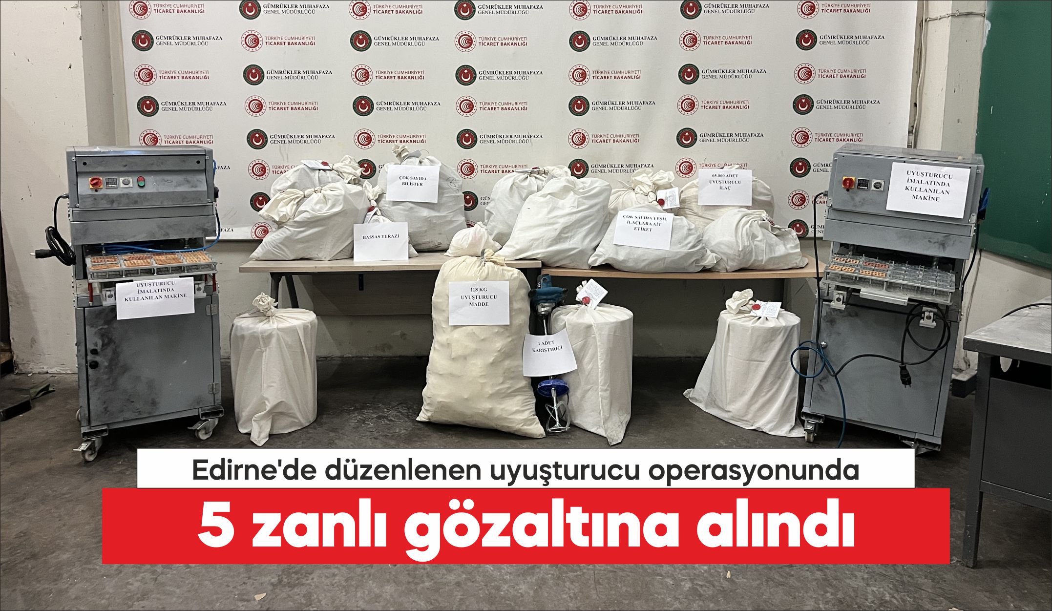 Edirne’de düzenlenen operasyonda 117 kilo 434 gram sentetik uyuşturucu ve