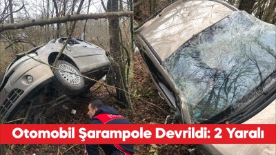 Kırklareli’nin Vize ilçesinde otomobilin şarampole devrilmesi sonucu 2 kişi yaralandı.