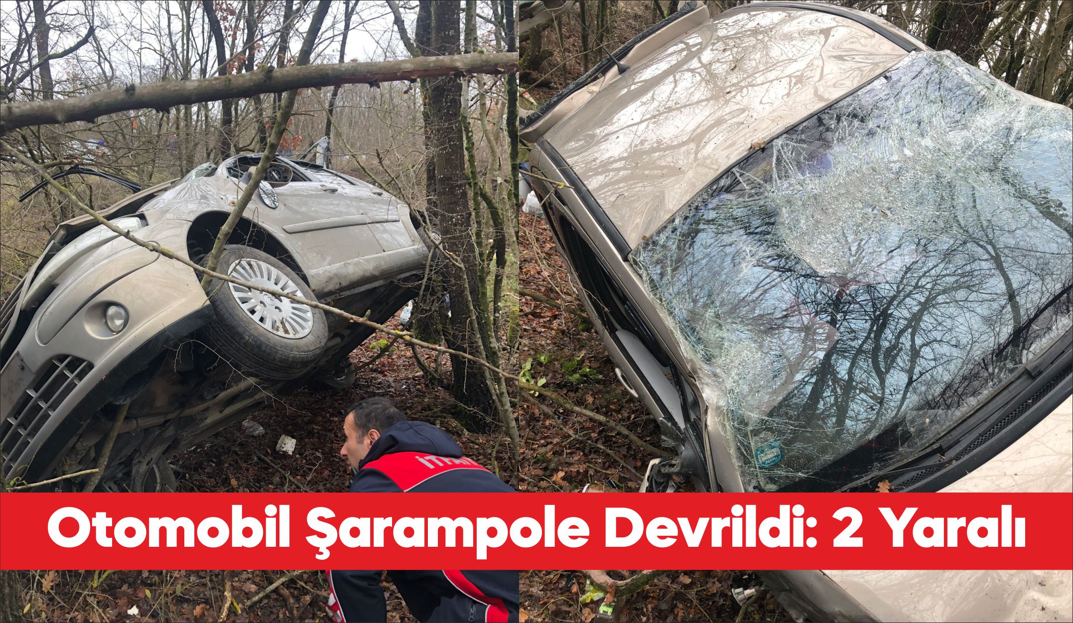 Kırklareli’nin Vize ilçesinde otomobilin şarampole devrilmesi sonucu 2 kişi yaralandı.
