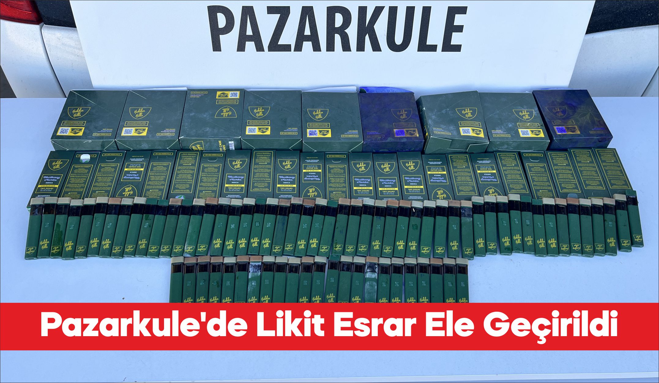 Edirne’deki Pazarkule Sınır Kapısı’nda bir cipte elektronik sigaralara gizlenmiş likit