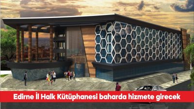 Edirne Valisi Yunus Sezer, İl Halk Kütüphanesinin iç bölümdeki düzenleme
