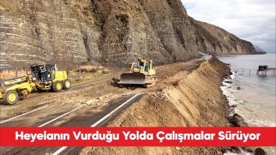 Tekirdağ’ın Şarköy ilçesinde meydana gelen heyelan nedeniyle trafiğe kapatılan Gaziköy-Uçmakdere