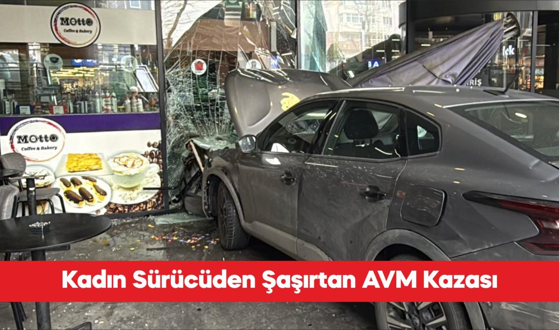 Tekirdağ’ın Çorlu ilçesinde kadın sürücünün direksiyon hakimiyetini kaybettiği otomobil alışveriş