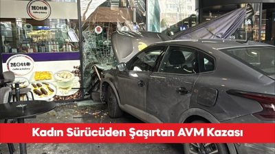 Tekirdağ’ın Çorlu ilçesinde kadın sürücünün direksiyon hakimiyetini kaybettiği otomobil alışveriş