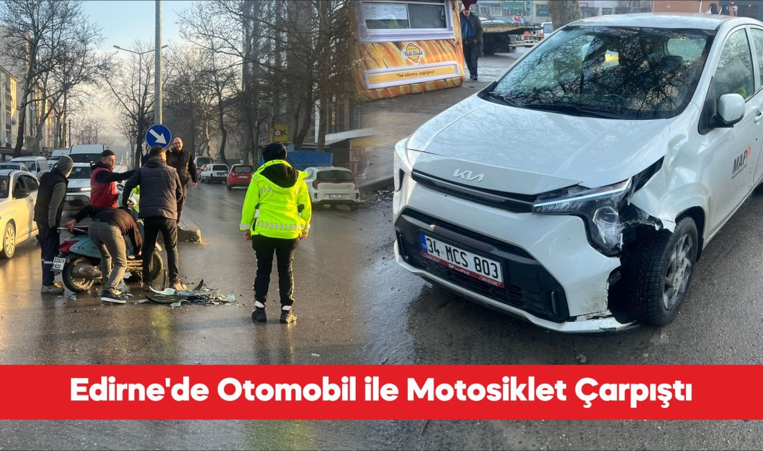 Edirne’de motosiklet sürücüsünün yaralandığı trafik kazası güvenlik kamerasına yansıdı. İstasyon