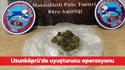 Edirne’nin Uzunköprü ilçesinde, uyuşturucuyla yakalanan şüpheli gözaltına alındı. İlçe Emniyet