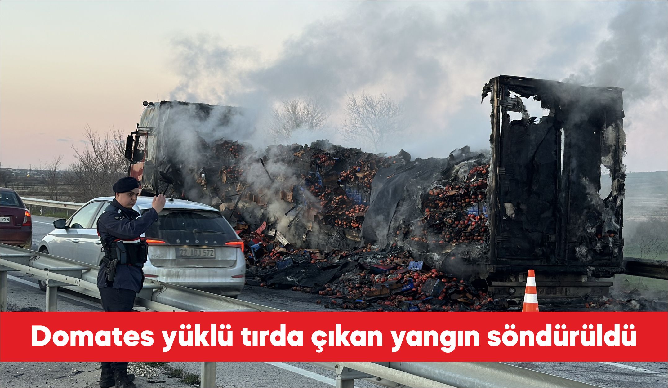 Edirne’nin Havsa ilçesinde domates yüklü tırda çıkan yangın söndürüldü. Antalya’dan