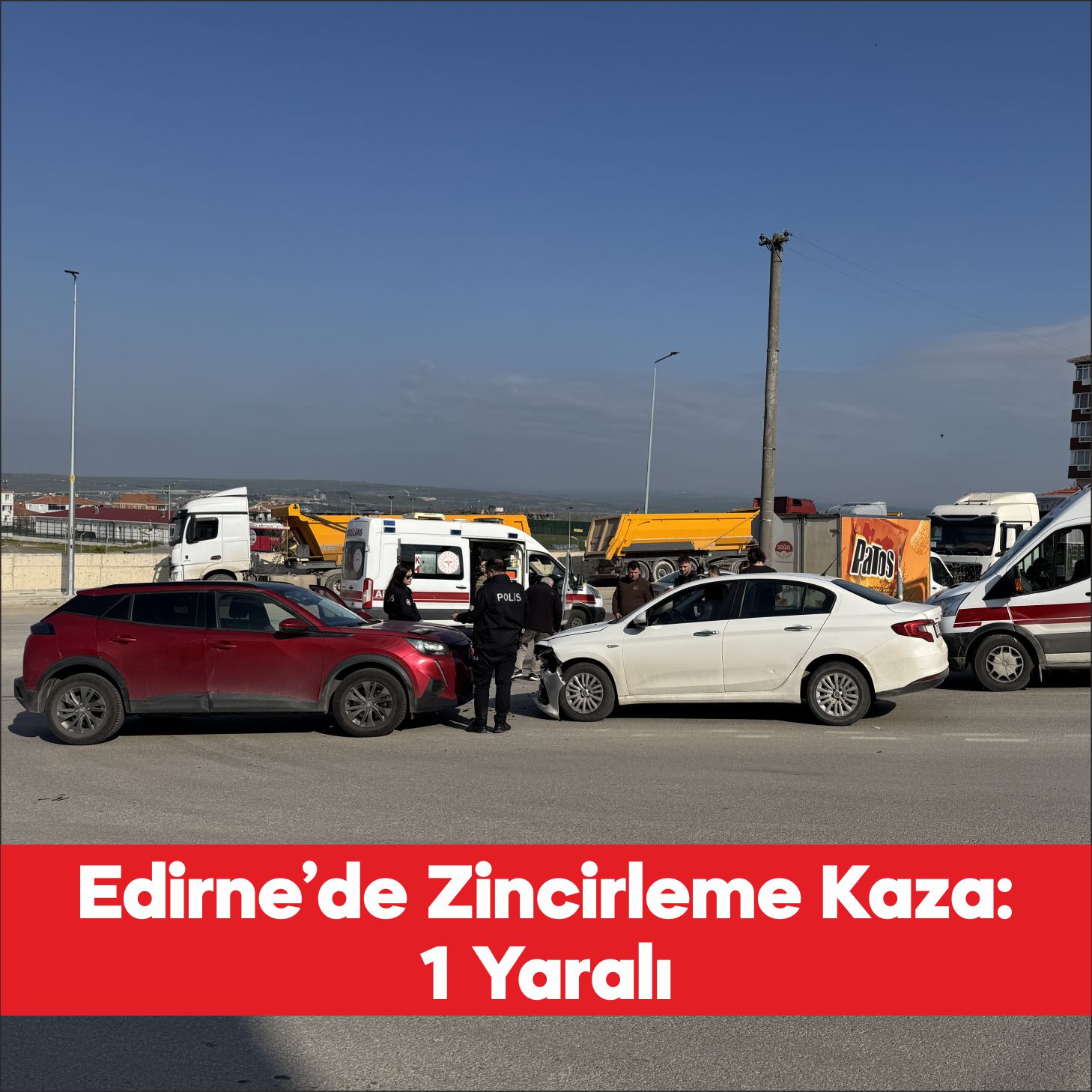 Edirne’de 3 aracın karıştığı kazada 1 kişi yaralandı. E.B. idaresindeki