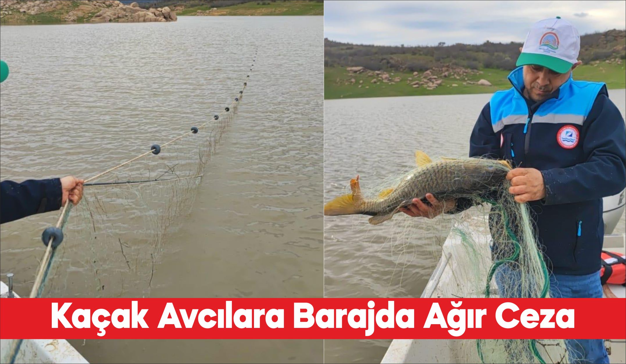 Kırklareli’nde kaçak avcılıkla mücadele kapsamında baraj gölüne serilen 650 metre