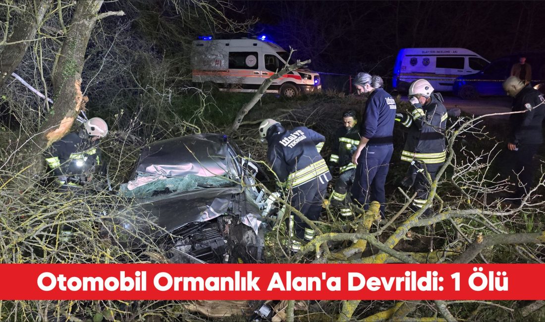 Tekirdağ’ın Çerkezköy ilçesinde otomobilin ormanlık alana devrilmesi sonucu 1 kişi