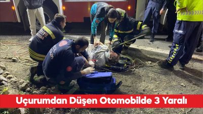 Tekirdağ’ın Şarköy ilçesinde uçurumdan deniz kenarına düşen otomobildeki 3 kişi