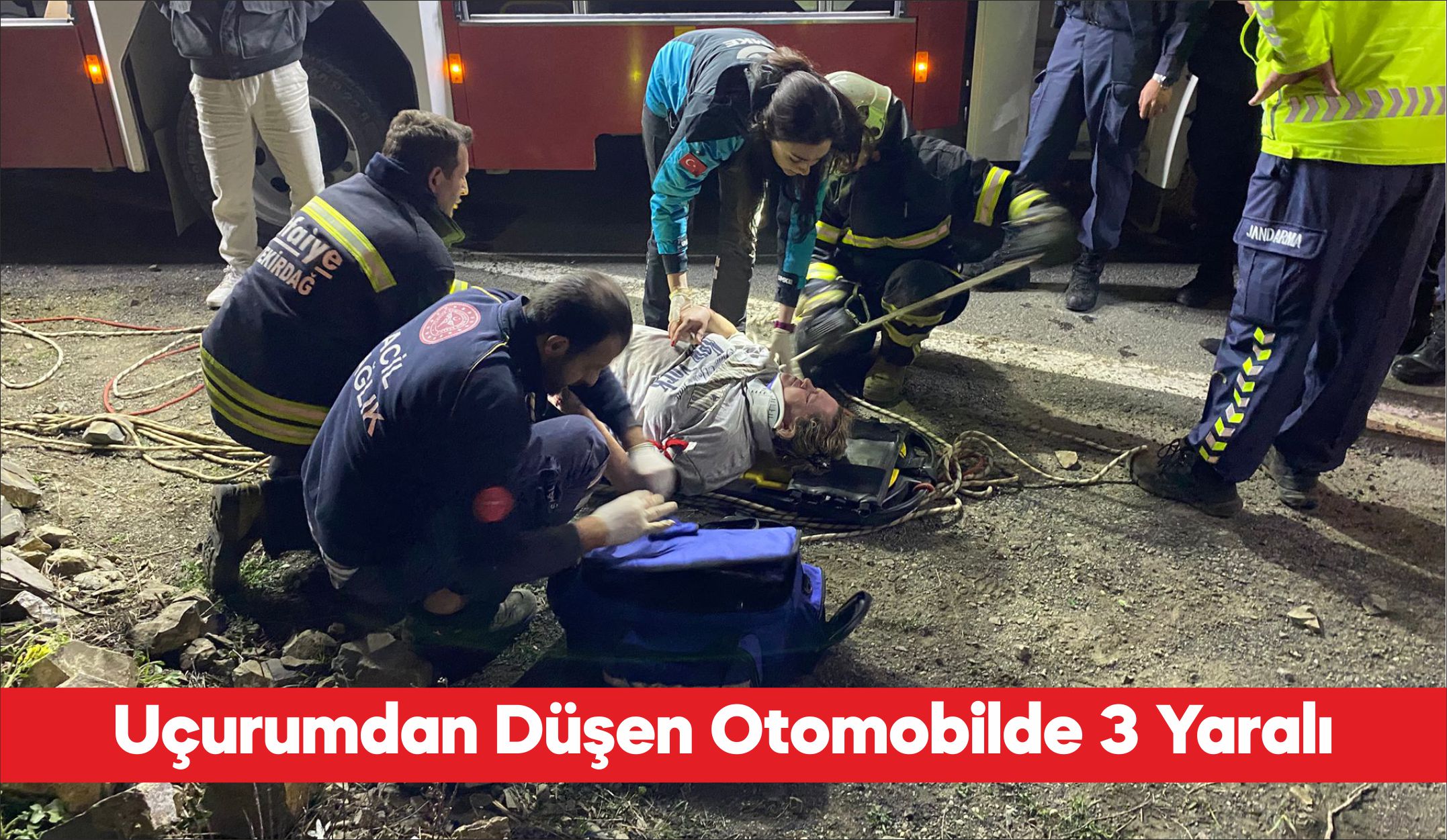 Tekirdağ’ın Şarköy ilçesinde uçurumdan deniz kenarına düşen otomobildeki 3 kişi