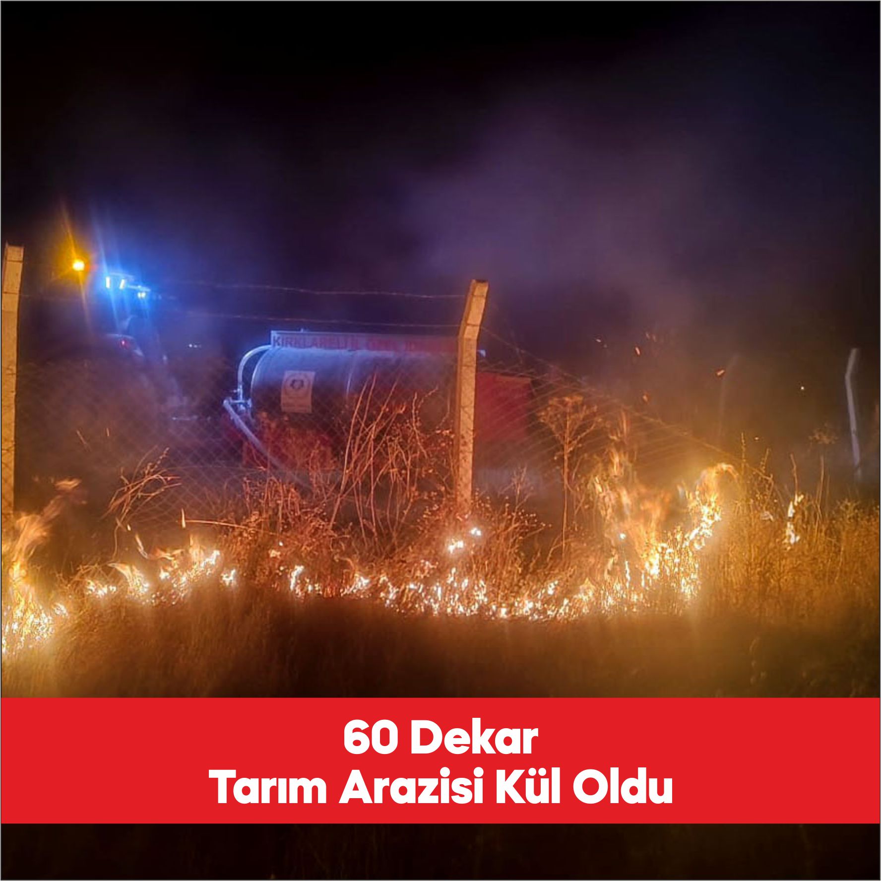 Kırklareli Kızılcıkdere köyünde hasat edilen tarım arazisinde henüz bilinmeyen nedenle