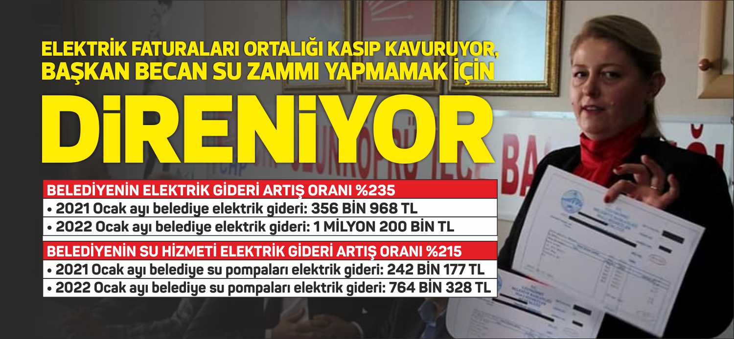 BELEDİYENİN ELEKTRİK GİDERİ ARTIŞ ORANI %235 2021 Ocak ayı belediye