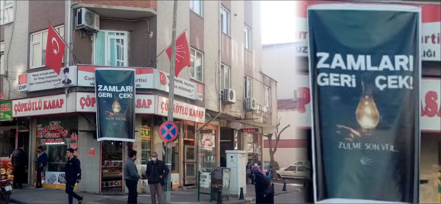 Cumhuriyet Halk Partisi Uzunköprü İlçe Başkanlığı parti binasına ‘ZAMLARI GERİ
