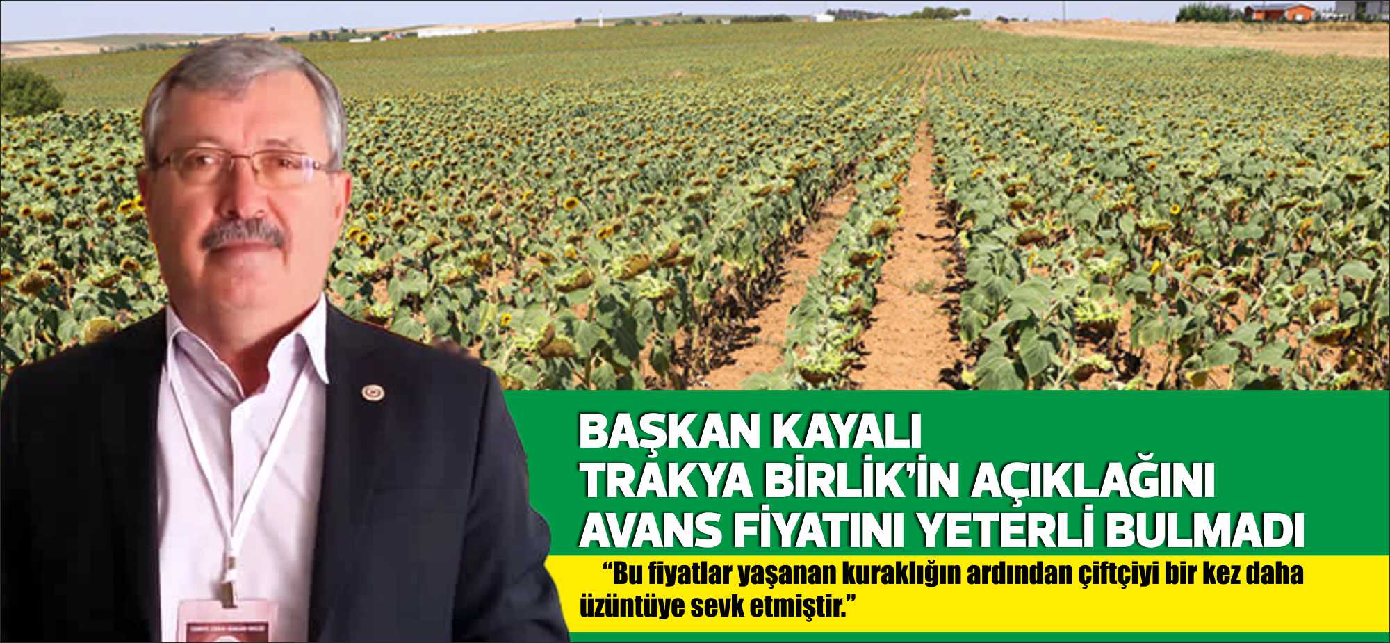 Trakya Birlik tarafından 44 yağ oranı ayçiçeği avans fiyatının 15