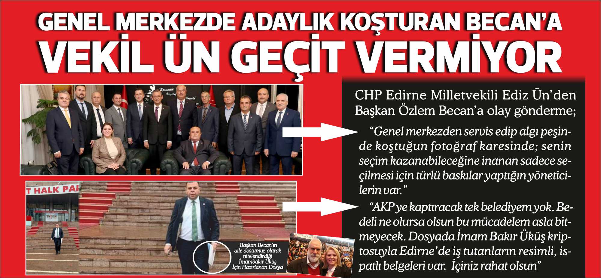 CHP Edirne Milletvekili Ediz Ün’den Başkan Özlem Becan’a olay gönderme;