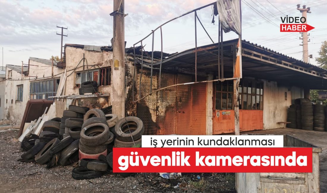 Lüleburgaz ilçesinde bir iş yerinin kundaklanması güvenlik kamerasınca görüntülendi. Kamera