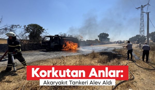 Edirne'nin Süloğlu ilçesinde seyir halindeki akaryakıt tankerinde çıkan yangın itfaiye