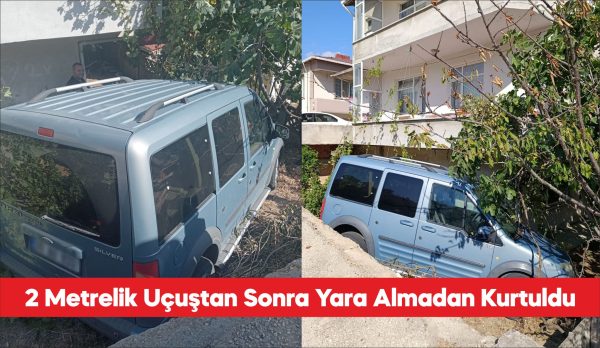 Kırklareli'nin Vize ilçesinde 2 metre yükseklikten evin bahçesine düşen hafif