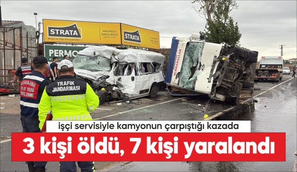 Tekirdağ'ın Ergene ilçesinde işçileri taşıyan minibüs ile kamyonun çarpışması sonucu