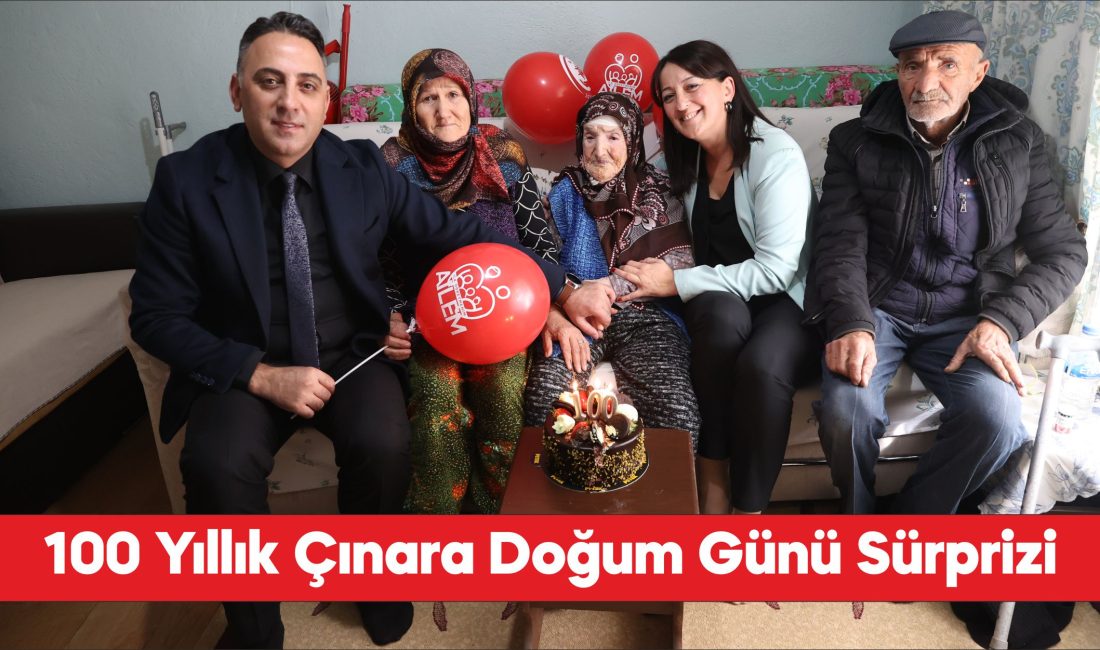 Edirne'de 100. yaşına giren kadına sürpriz doğum günü kutlaması.
