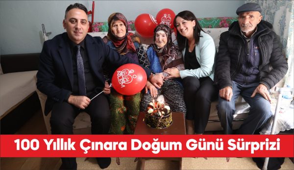 Edirne'de 100. yaşına giren kadına sürpriz doğum günü kutlaması.