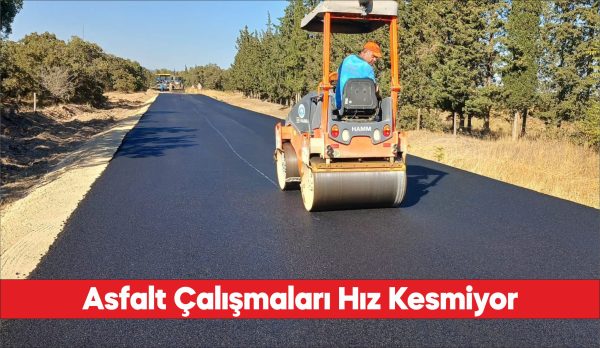 Edirne'de köy yollarında sıcak asfalt çalışmaları sürüyor.