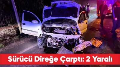 Kırklareli'nde aydınlatma direğine çarpan otomobildeki 2 kişi yaralandı