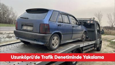 Edirne’nin Uzunköprü ilçesindeki trafik kontrolünde yakalaması olan araç otoparka çekildi.