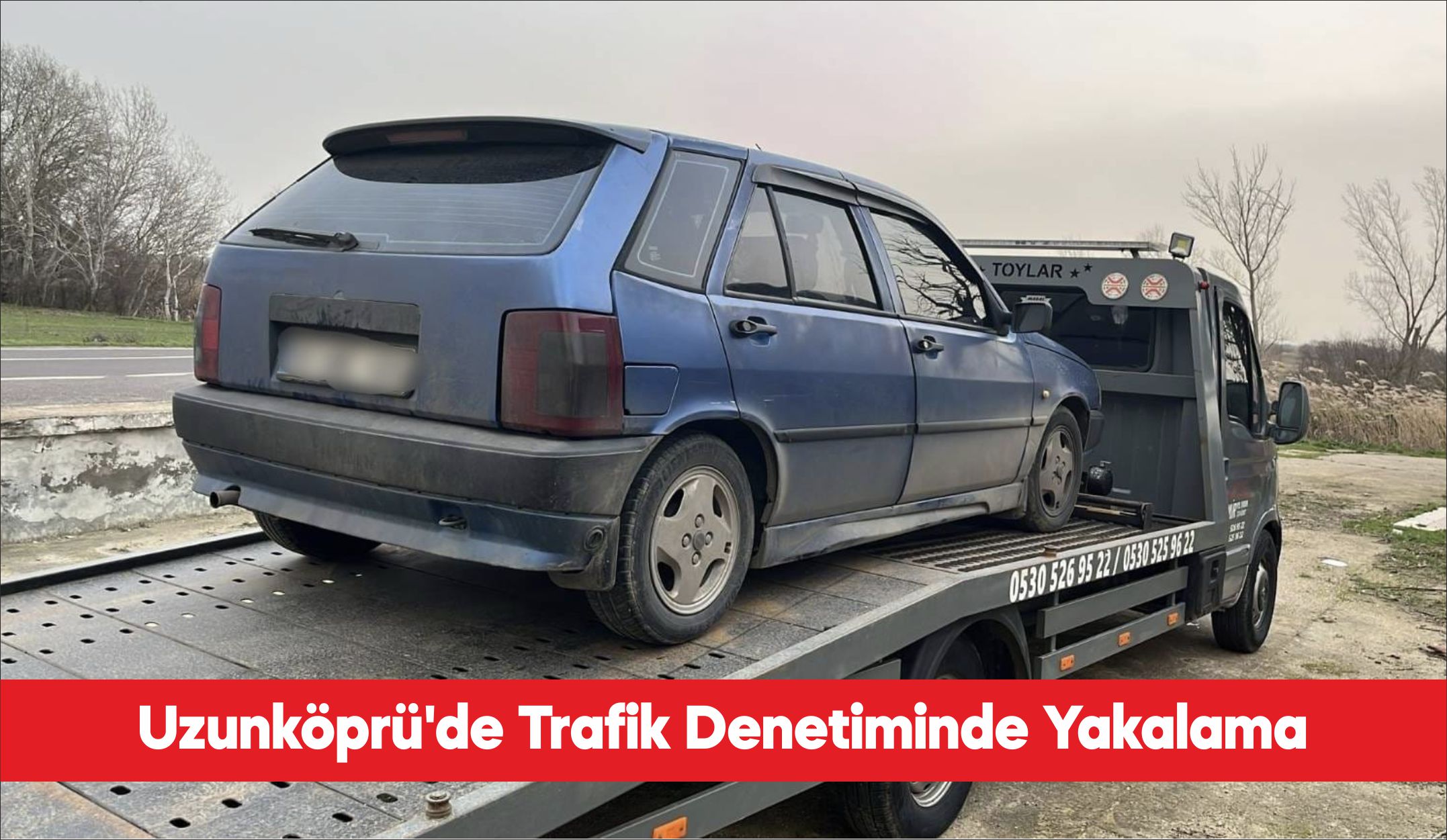 Edirne’nin Uzunköprü ilçesindeki trafik kontrolünde yakalaması olan araç otoparka çekildi.
