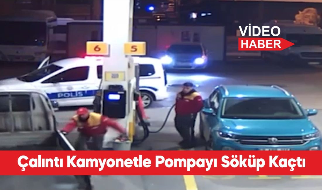 Tekirdağ’ın Çorlu ilçesinde akaryakıt pompasını kopararak kaçan kamyonet sürücüsü güvenlik