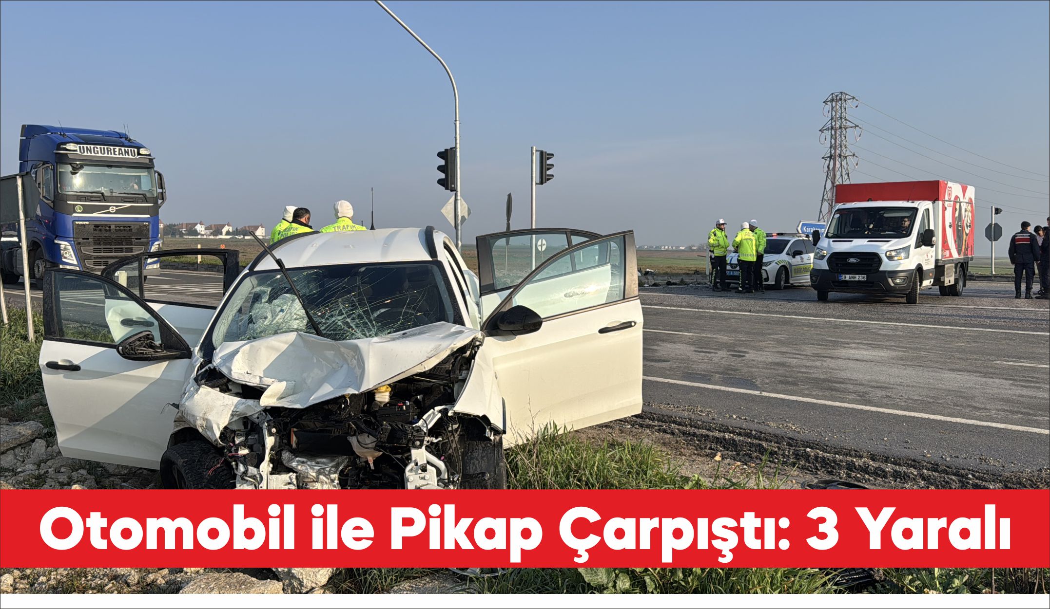 Edirne’de otomobil ile pikabın çarpışması sonucu 3 kişi yaralandı. S.S’nin