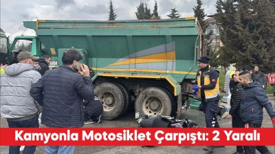 Edirne’de kamyonla motosikletin çarpışması sonucu 2 kişi yaralandı. E.Y’nin kullandığı