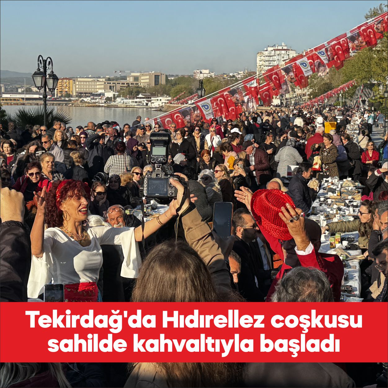 Baharın habercisi kabul edilen Hıdırellez kutlamaları kapsamında Tekirdağ’da sahilde kahvaltı